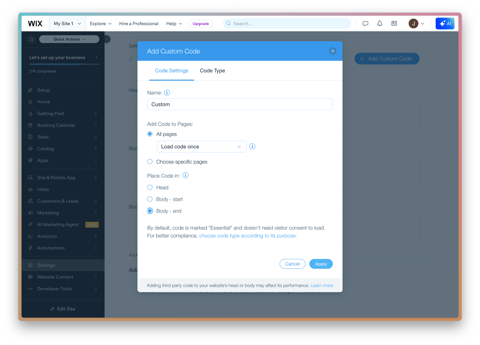 Choosing code placement