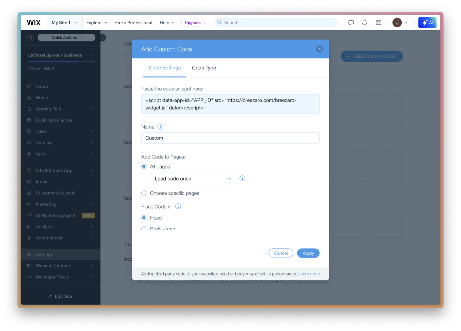 Choosing code placement